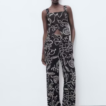 Floral print straight pants