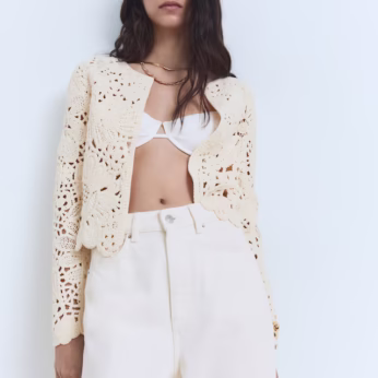 Openwork knitted jacket
