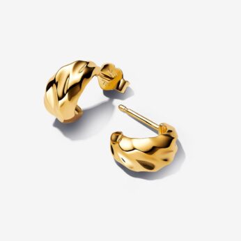 Rippled Open Hoop Earrings 14k gold plating