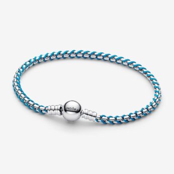 Blue Cord Snake Chain Bracelet Sterling silver