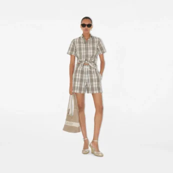 Cropped Check Cotton Shirt
