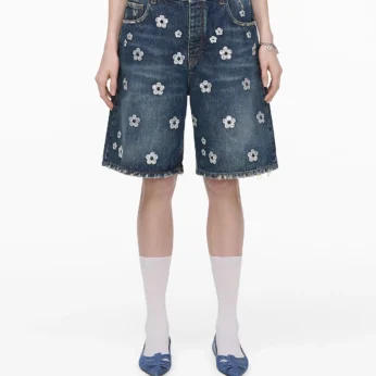 Sequin Daisy Wide Leg Shorts