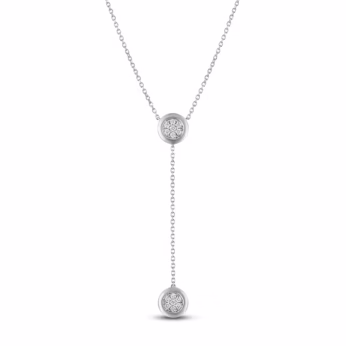Multi-Diamond Y-Drop Necklace 1/5 ct tw Sterling Silver 18"