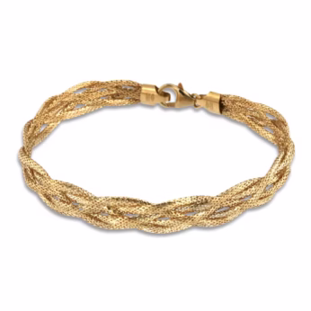 Italia D'Oro Solid Diamond-Cut Omega Chain Bracelet 14K Yellow Gold 7.5" 10.0mm