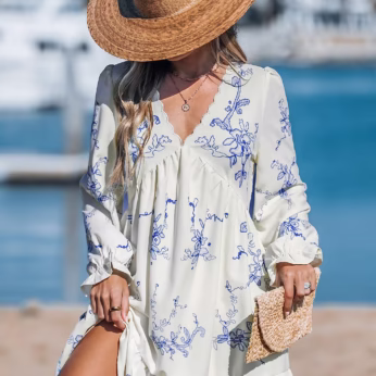 Boho Orchids Ruffled Mini Dress