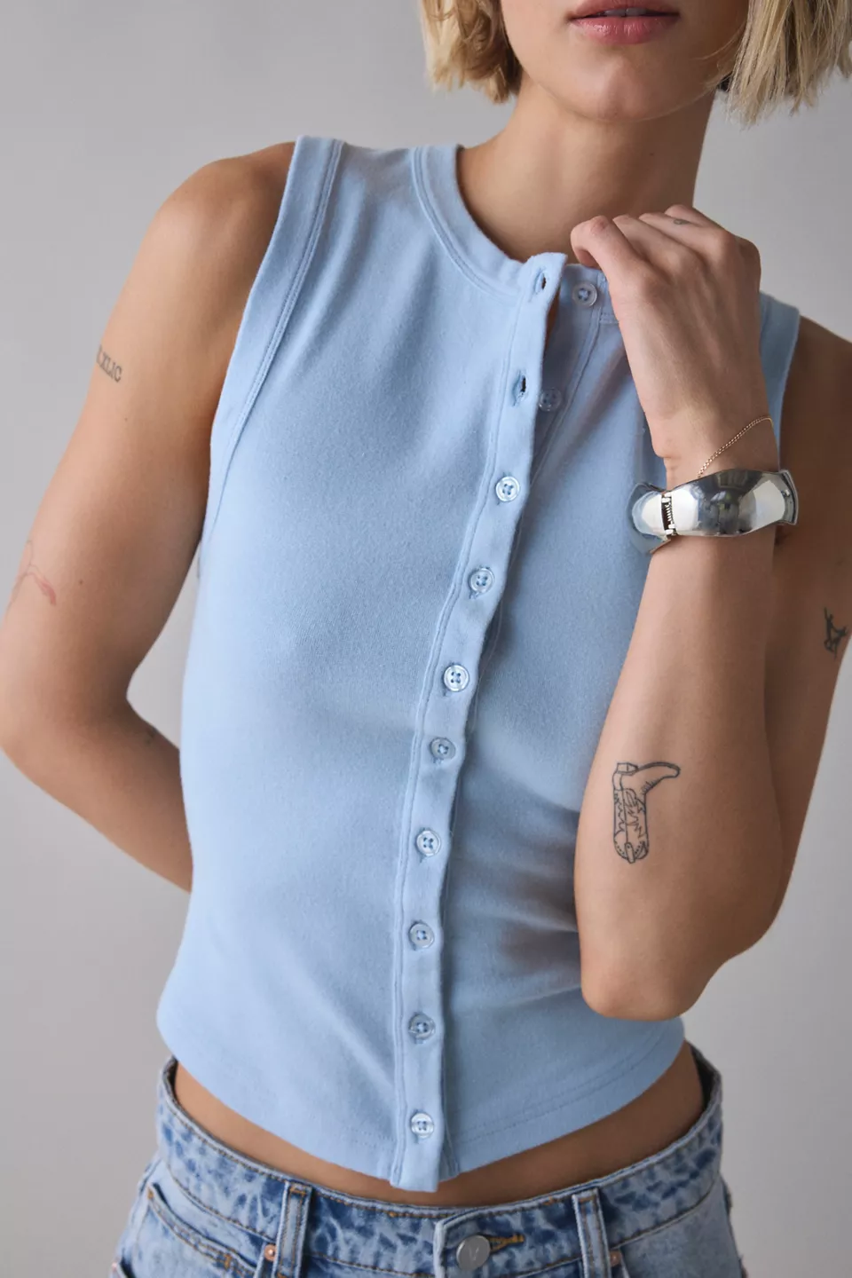 BDG Gigi Knit Button-Down Tank Top