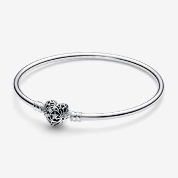 Celestial Heart Clasp Bangle Sterling silver