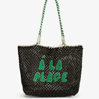 L'Été Tote Black w/ Green Apple Á La Plage
