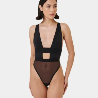 Bluebella Topaz Strappy Sheer Bodysuit Black