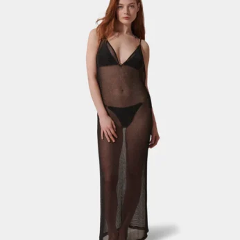 Bluebella Marlowe Long Chemise Black Metallic