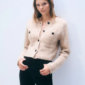 Cashmere Windowpane Cardigan
